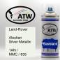 Preview: Land-Rover, Aleutian Silver Metallic, 1AN / MMC / 835: 400ml Sprühdose, von ATW Autoteile West.